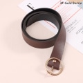 Miniatyrbilde 1 av 8: 100 cm lærbelte midjebelter metallsirkelspenne midjebånd Pa 3#-Gold Buckle