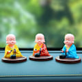 Miniatyrbillede 2 af 5: Solar Powered Bobble Rystende Hoved Dansende Legetøj Buddhist Monk Dol red