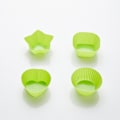 Miniatyrbillede 1 af 5: 4 Stk/Sæt Mini 4 Styles Form Silikone Muffin Kage Bageforme Green
