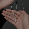 Miniatyrbilde 1 av 7: Pearl Tassel Justerbar Halskjede for kvinner Fransk Enkel Clavic Silver