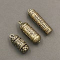Miniatyrbillede 3 af 5: Hul messing Buddha flaske Sutra Cylinder vedhæng nøglering hals C