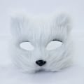 Miniatyrbild 1 av 8: 1 st rävmask päls halv ansikte djur simulerad kattmask Hallowee White