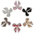 Miniatyrbillede 6 af 8: Rhinestones Bow Broderet Patch Stryn på syning Crystal Appliq Grey