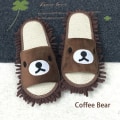Miniatyrbilde 1 av 8: Tegneserie Dog Lazy Mopp Tøfler Unisex mikrofiber rengjøringsgulv Coffee Bear