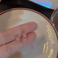 Miniatyrbild 1 av 8: Elegant utsökt rosa zirkon hjärta rosett örhängen romantiska A