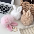 Miniatyrbilde 7 av 8: Kawaii Ears Pompom nøkkelring myk fluffy pels Nøkkelringveske P Gray