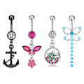 Pikkukuva 5 / 5: Zircon Dangle naparenkaat Heart Butterfly Navel Ring Pie A1