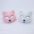 Miniatyrbillede 3 af 8: 1PC Ræv Maske Pels Halv Ansigt Dyr Simuleret Kat Maske Hallowee Multicolor