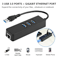 Pikkukuva 1 / 8: 3-porttia USB 3.0 Gigabit Ethernet Lan RJ45 verkkosovitinkeskitin