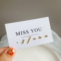 Miniatyrbild 6 av 8: 5 st Pearl Crystal Small Ear Studs Örhängen Set Dam Flickor Fa Gold