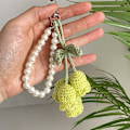 Miniatyrbilde 3 av 8: 1 Stk Flower Knitted Keychain Nøkkelring Dame Heklet Ullblomst White