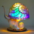 Pikkukuva 4 / 8: Vintage lasimaalaussarjan lamput Mushroom Snail Octopus A7
