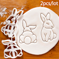 Miniatyrbilde 1 av 7: 1/2 stk e Bunny Cookie-kuttere DIY Biscuit Mold Kjøkken Baking Acce 2PCS