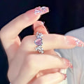 Miniatyrbillede 2 af 8: Modehjertering Cat Eye Peach Heart Justerbare Dameringe J
