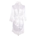 Miniatyrbilde 6 av 6: Kvinner blonder lang brud kimono kappe sateng silke nattdressing Red S