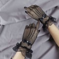 Miniatyrbillede 5 af 5: Kvinder Handsker Mesh Fishnet Handsker Lace Vanter Full Finger Lace Black style 2