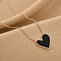 Miniatyrbilde 5 av 8: Ikke falme Hvitt Svart Shell Heart Rustfritt stål anheng Nec A2