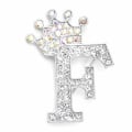 Miniatyrbillede 1 af 8: Fashion Crown 26 begyndelsesbogstaver A til Z Crystal Rhinestone Broo Silver-F