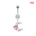 Miniatyrbillede 1 af 8: Pink zirkon vedhæng navle ring rustfrit stål navle pie A6