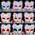Miniatyrbilde 4 av 5: Mask Half Face Håndmalt Luminous Cat Fox Mask A6