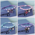 Miniatyrbillede 2 af 5: Butterfly Fashion Armbånd Klassisk Lilla Pink Flettet Reb A4