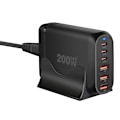 Miniatyrbilde 5 av 8: 200W 6 porter USB Type-C hurtiglader Hurtiglading Multifunksjon EU-Plug