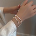 Miniatyrbillede 4 af 8: Rustfrit stål Mode Simple Shiny Chain Armbånd Til Kvinder M A1