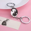 Pikkukuva 4 / 8: 1Pair e Cat avaimenperä Patchwork Heart Pyöreä Couple Lovers Keyrin A3