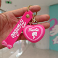 Miniatyrbilde 1 av 8: Rosa Barbie Key Chain Pendant Love Key Ring Hodetelefonveske Char 1