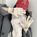 Miniatyrbillede 3 af 8: Ridehandsker Touch Five Fingers e Warm Thickened Cold Knitted F