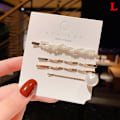 Pikkukuva 1 / 5: 3/4/5 kpl tekojalokivihiusklipsit Big Pearl -hiusneulat Barrette Cli L