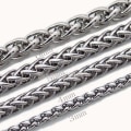 Pikkukuva 3 / 6: MENS hopea ruostumaton teräs vehnä punottu ketju 6MM