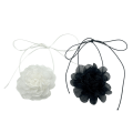 Pikkukuva 2 / 8: Mustavalkoinen Camellia Kaulakoru Romanttinen kukkakaulakoru Black