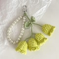 Miniatyrbilde 1 av 8: 1 Stk Flower Knitted Keychain Nøkkelring Dame Heklet Ullblomst Green