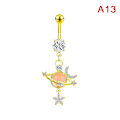 Miniatyrbillede 1 af 8: Pink zirkon vedhæng navle ring rustfrit stål navle pie A13