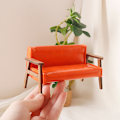 Miniatyrbillede 3 af 8: 1:12 Dukkehus Mini Sofa Lædersofa Enkelt/Dobbeltstol Møbler Apricot L