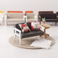 Pikkukuva 6 / 8: 1:12 Dollhouse Mini Sohva Nahkasohva Yhden/Kahden tuolin huonekalut Brown L
