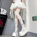 Miniatyrbillede 4 af 8: Kvinder Bandage Stripe Langstrømper Kvinde Lolita Jk Y2k Sexet White