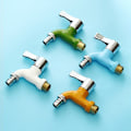 Miniatyrbilde 5 av 8: 4 farger Kran 1/2" Hann Veggmontert Vaskehine Kran Balc Green