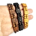 Miniatyrbillede 3 af 8: To lags træarmbånd Geometrisk elastisk træperlearmbånd Black