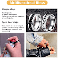 Miniatyrbillede 7 af 8: Ring Flaskeåbner Titanium Stål Kæderotation Ringe Unisex E Black 10