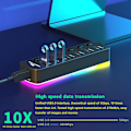 Pikkukuva 4 / 8: RGB USB 3.0 -keskitin 7 porttia Dataporttisovitin 5Gbps nopea Indi USB