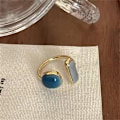 Miniatyrbillede 4 af 5: Retro romantisk matchende drop glasur guldfarve åbne ringe til kvinder E