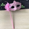 Miniatyrbilde 4 av 8: Blomst Håndholdt Maske Kvinner Dame Jenter Venetian Princess Masquer White