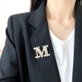 Miniatyrbillede 3 af 5: Mode M-brev Broche Pin Til Rygsæk Krave Lapel Pin Party Silver