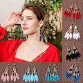 Pikkukuva 2 / 8: Summer Bohemian Long Feather Dangle korvakorut naisille Beach Ta white
