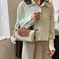Miniatyrbilde 3 av 8: 2023 Dameveske Ny Tote Bag Nylon Mini Dumplings Farget Unde Brown White