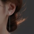 Miniatyrbillede 2 af 8: Bogstaver Øreringe Line For Women Letter Chain Tassel Drop Hangin B