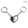 Pikkukuva 1 / 8: 1Pair e Cat avaimenperä Patchwork Heart Pyöreä Couple Lovers Keyrin A3