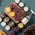Miniatyrbilde 6 av 6: 6 stk/sett Blomsterformet Månekakeform Kakeform Håndtrykk Fo